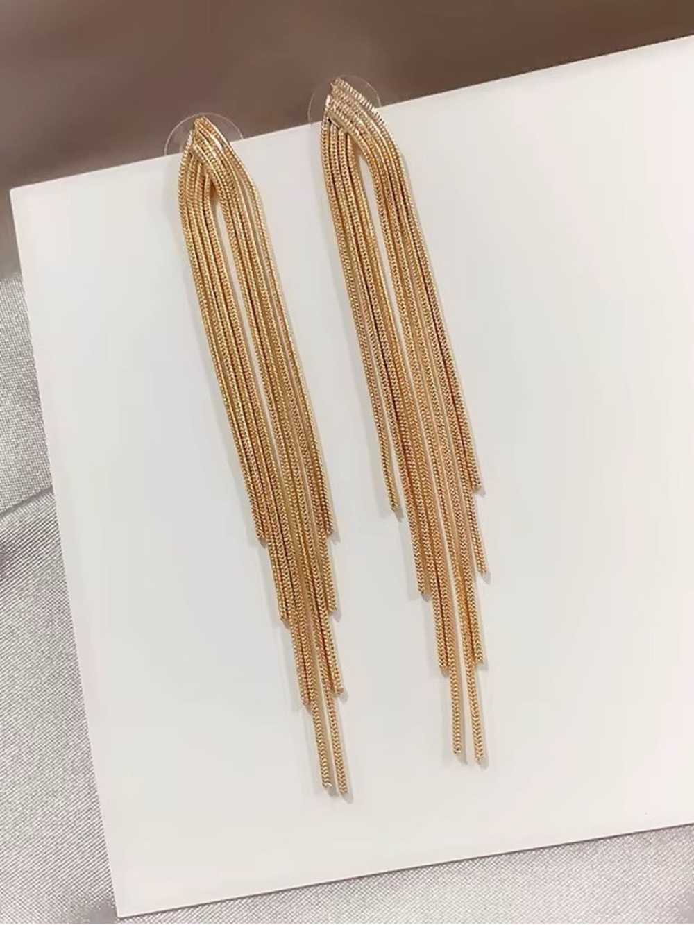 Gold Fringe Drop Earrings - Elegant Women's Jewelry